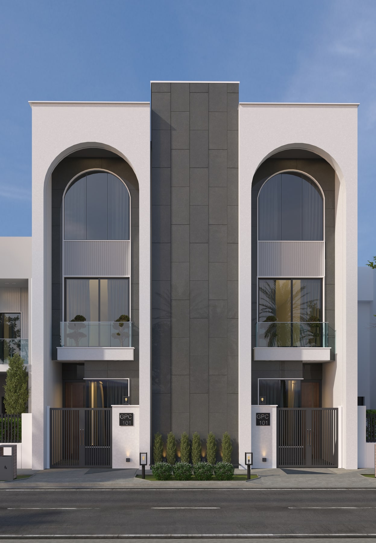 دار سكني بنوافذ مقوّسة ممتدّة — 1