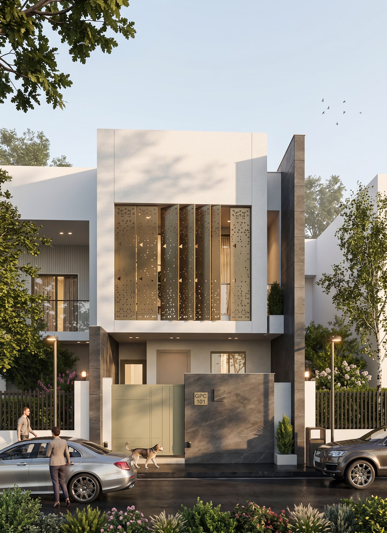 دار سكني بواجهة حجرية دافئة — 1